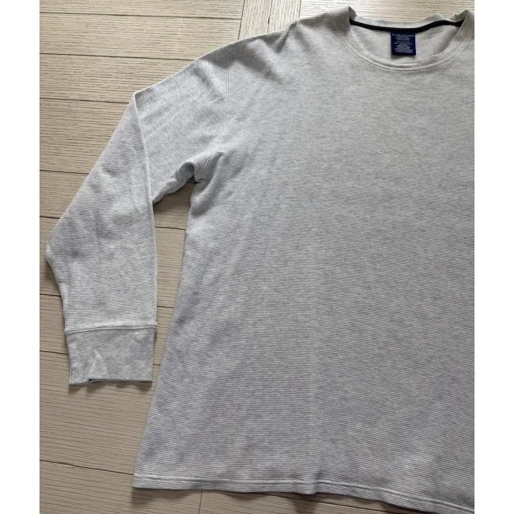 Polo Ralph Lauren Men Gray Waffle Knit Thermal Sleepwear Shirt Long Sleeve 2XL